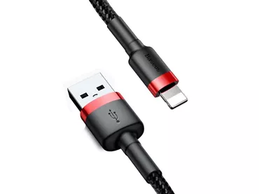 Kabel Lightning USB Baseus Cafule 1,5A 2m Czerwono-czarny