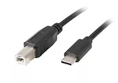 LANBERG Kabel USB-C(M)->USB-B(M) 2.0 1.8m ferryt czarny