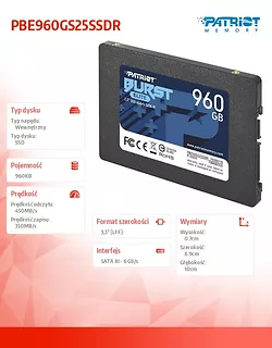 Patriot SSD 960GB Burst Elite 450/320MB/s SATA III 2.5