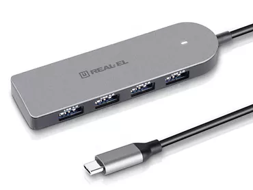 HUB REAL-EL USB-C do USB 3.0 4w1