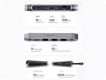 Adapter REAL-EL HUB USB-C 9w1