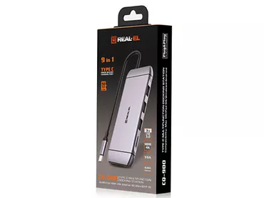 Adapter REAL-EL HUB USB-C 9w1