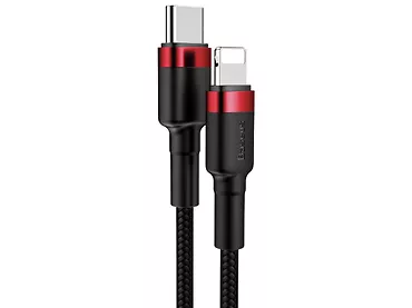 Kabel USB-C do Lightning Baseus Cafule, PD, 18W, 1m (czarno-czerwony)