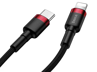Kabel USB-C do Lightning Baseus Cafule, PD, 18W, 1m (czarno-czerwony)