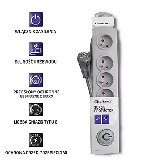 Qoltec Listwa antyprzepięciowa 5 gniazd | 1.8m | Szara