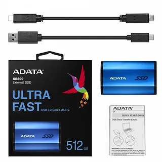 Adata Dysk SSD External SE800 512GB USB-C 3.2 niebieski