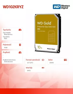 Western Digital Dysk WD GOLD Enterprise 10TB 3,5 SATA 128MB 7200rpm