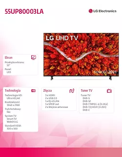 LG Electronics Telewizor LED 55 cali  55UP80003LA