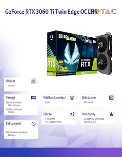 ZOTAC Karta graficzna GeForce RTX 3060 Ti Twin Edge OC LHR 8GB GDDR6X 256bit 3DP/HDMI