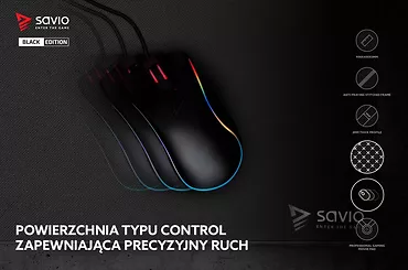 Elmak Podkładka pod mysz gaming SAVIO Black Edition Precision Control XL 900x400x3mm, obszyta