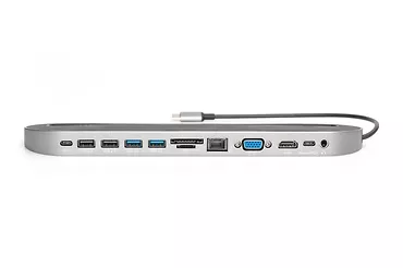Digitus Stacja dokująca USB Typ C 12 portów Dual Monitor 4K 30Hz PD 3.0 RJ45 SD VGA HQ Aluminiowa