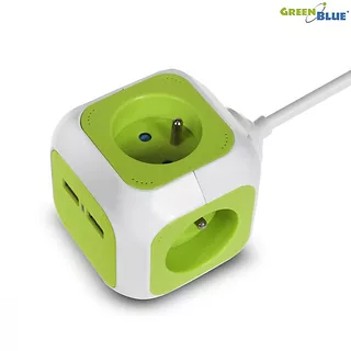 GreenBlue MagicCube poczwórne gniazdko prądowe, 2 wejścia usb 1,4m GB118