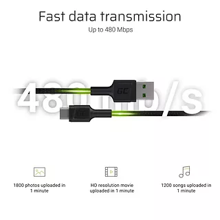 Green Cell Kabel GC PowerStream USB - USB-C 200 cm, QC 3.0