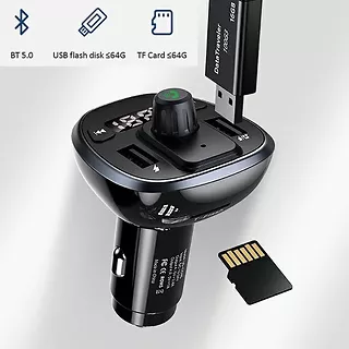 USAMS Zestaw głośnomówiący C21 z transmiterem FM MP3 Bluetooth   2xUSB 3,4A