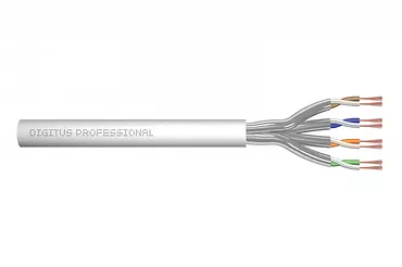 Digitus Kabel teleinformatyczny patchcordowy kat.6A, U/FTP, linka, AWG 27/7, LSOH, 100m, karton, Szary