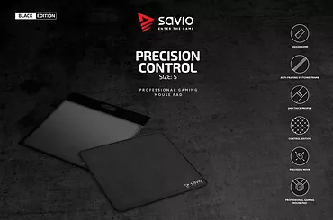 Elmak Podkładka pod mysz gaming SAVIO Black Edition Precision Control S 250x250x2mm, obszyta