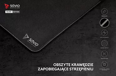 Elmak Podkładka pod mysz gaming SAVIO Black Edition Precision Control S 250x250x2mm, obszyta