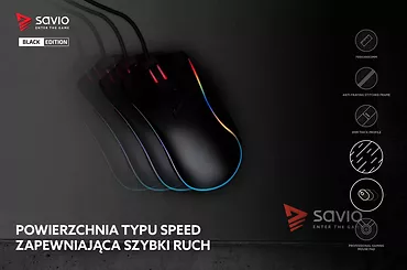 Elmak Podkładka pod mysz gaming SAVIO Black Edition Turbo Dynamic L 700x300x3mm, obszyta