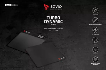 Elmak Podkładka pod mysz gaming SAVIO Black Edition Turbo Dynamic S 250x250x2mm, obszyta