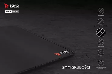 Elmak Podkładka pod mysz gaming SAVIO Black Edition Turbo Dynamic S 250x250x2mm, obszyta