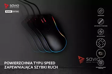 Elmak Podkładka pod mysz gaming SAVIO Black Edition Turbo Dynamic XXL 1000x500x3mm, obszyta