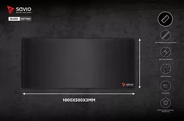 Elmak Podkładka pod mysz gaming SAVIO Black Edition Turbo Dynamic XXL 1000x500x3mm, obszyta