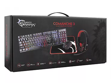 Zestaw klawiatura, mysz, słuchawki, podkładka WhiteShark Comanche 3