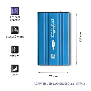 Qoltec Obudowa na dysk HDD/SSD 2.5 cala SATA3 | USB 3.0 | Niebieska