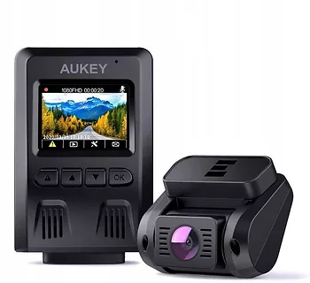 AUKEY DR02D Zestaw dwóch kamer samochodowych Rejestratorów | Full HD 1920x1080@30p | 170° i 152° | microSD | 1.5" LED