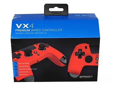 Kontroler przewodowy Gioteck VX4 PS4/PC czerwony