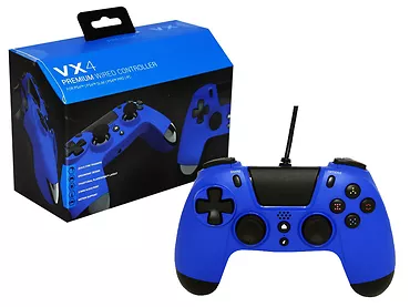 Kontroler przewodowy Gioteck VX4 PS4/PC niebieski