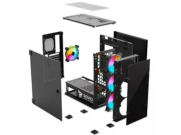 Obudowa komputerowa Midi Tower ATX SAVIO Prime X1 ARGB Glass Fan 4x120mm