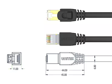 Patchcord kabel sieciowy Unitek kat.7 15.0M SSTP czarny