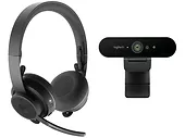 Zestaw Logitech Kamera Brio i słuchawki bezprzewodowe Zone 991-000309