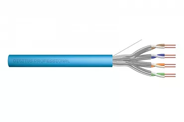 Digitus Kabel teleinformatyczny instalacyjny kat.6A, U/FTP, Dca, drut, AWG 23/1, LSOH, 100m ofoliowany Niebieski