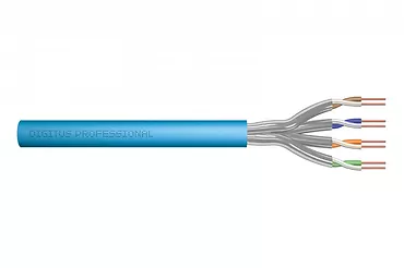 Digitus Kabel teleinformatyczny instalacyjny kat.6A, S/FTP, Eca, drut, AWG 23/1, LSOH, 100m ofoliowany Niebieski