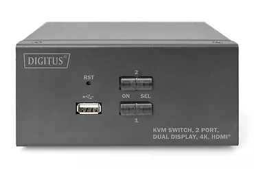 Digitus Przełącznik KVM 2 portowy HDMI, Dual Display, 4K 30Hz
