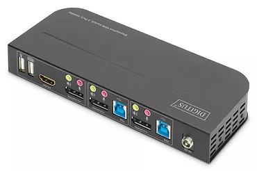 Digitus Przełącznik KVM 2 portowy DisplayPort do HDMI 2x1 4K 60Hz  2xUSB audio