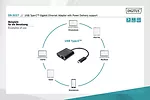 Digitus Karta sieciowa przewodowa USB 3.0 Typ C do RJ45 Gigabit Ethernet oraz 1xUSB Typ C z PD 2.0