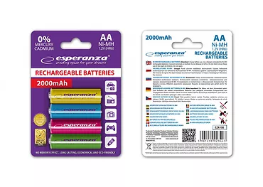 Esperanza Akumulatory AA 2000mAh 4szt. mix kolorów