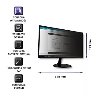 Qoltec Filtr prywatyzujący Rodo | 24 cale | 16:10 | Czarny