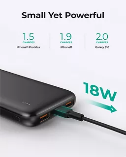 AUKEY PB-N73S ultraszybki Power Bank | 10000 mAh | 4xUSB | Quick Charge 3.0 | Power Delivery 3.0 | 18W | LED | kabel USB-C