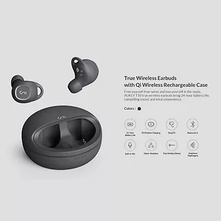 AUKEY EP-T10 True Wireless TWS słuchawki bezprzewodowe Bluetooth 5 | wodoodporne IPX5 | dotykowe | 28h pracy | 10mm przetwornik | ładowanie bezprzewodowe