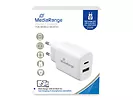 Ładowarka sieciowa MediaRange 25W USB-A i USB-C Biała MRMA112