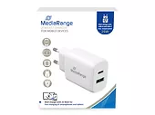 Ładowarka sieciowa MediaRange 25W USB-A i USB-C Biała MRMA112