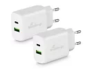 Ładowarka sieciowa MediaRange 25W USB-A i USB-C Biała MRMA112