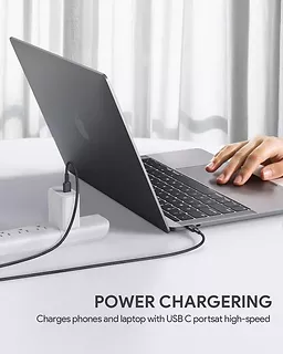 AUKEY CB-CC03 OEM nylonowy kabel Quick Charge USB C - USB C | 0.3m | 5Gbps | 60W PD | 20V