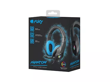 Fury Słuchawki dla graczy Phantom podświetlenie czarno-niebieskie