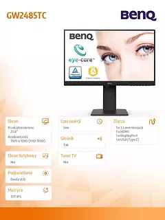 Benq Monitor 24 cale GW2485TC LED 5ms/1000:1/IPS/GL/HDMI