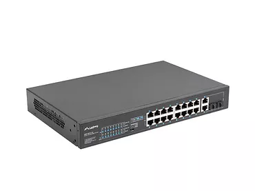 Lanberg Przełącznik Switch 16X100MB POE+/2XCombo niezarządzalny rack 19 cali Gigabit Ethernet 150W